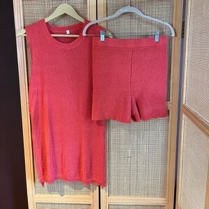 Women’s L Sweater Set, Brick/Coral Color